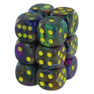 Chessex Festive Rio/yellow 16mm d6 Dice Block (12 Dice)